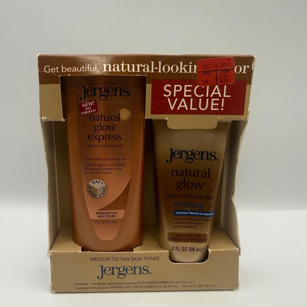 Jergens Natural Glow Express and Firming Moisturizer Set Medium Tan 2 Pack
